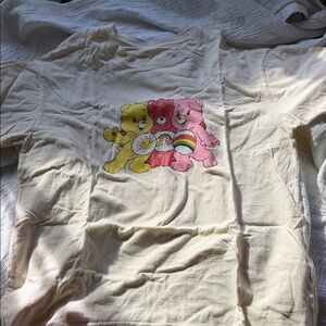 Cream Short-Sleeve Graphic Tee with Colorful Bear Trio Motif